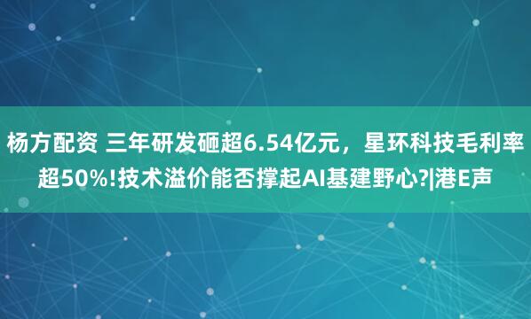 杨方配资 三年研发砸超6.54亿元，星环科技毛利率超50%!技术溢价能否撑起AI基建野心?|港E声