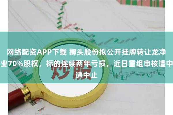 网络配资APP下载 狮头股份拟公开挂牌转让龙净水业70%股权,标的连续两年亏损,近日重组审核遭中止